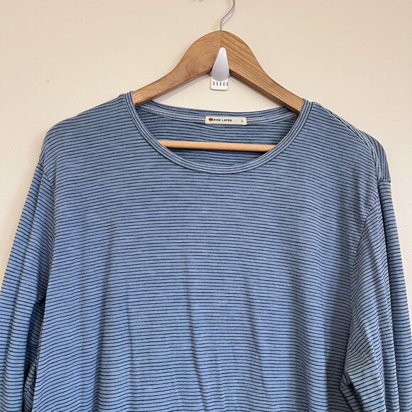Marine Layer Mens Striped Tee T-Shirt Size L Blue Nautical Long Sleeve Cotton - Picture 3 of 9